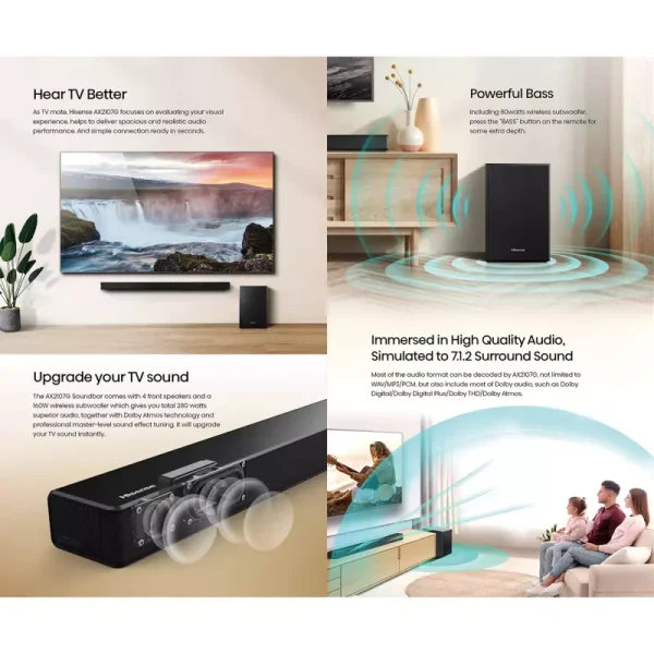 thumb Hisense Soundbar with Subwoofer 160W 2.1CH (AX2107G)